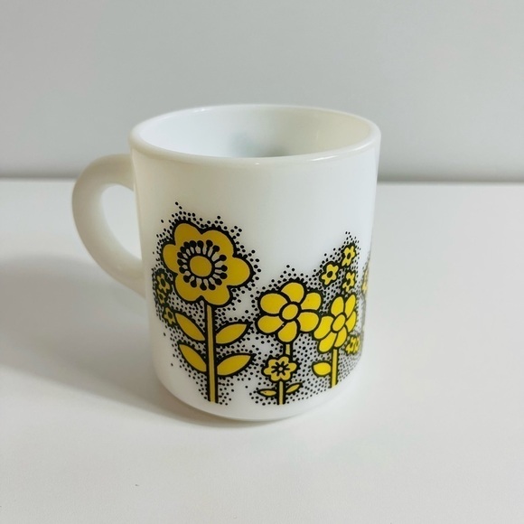 VINTAGE Hazel Atlas MOD FLOWER Coffee Mug Retro 1960s - Picture 7 of 8